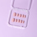 blush pink press on nails short square glossy minimalist everyday manicure set
