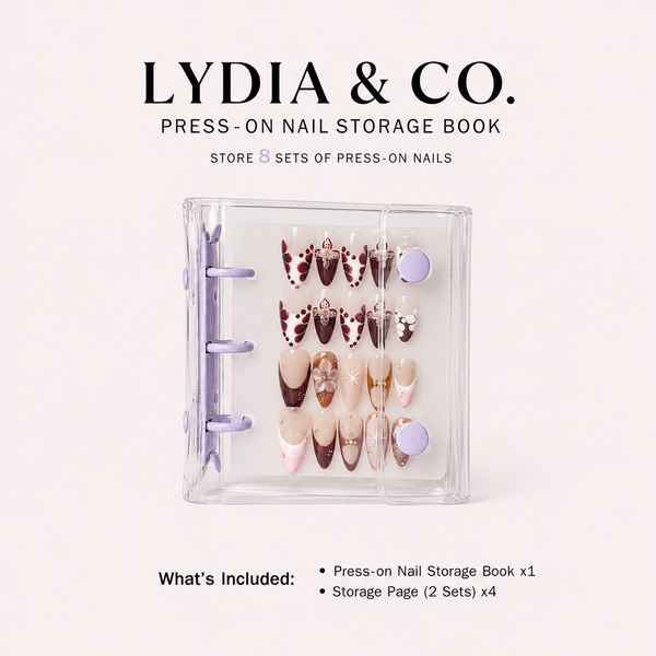 Transparent press on nail storage book pastel purple organizer reusable nail case collection
