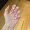 nude french tip press on nails short square glossy minimalist everyday wear